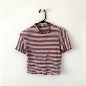 Zara Lettuce-Edged, Striped Top